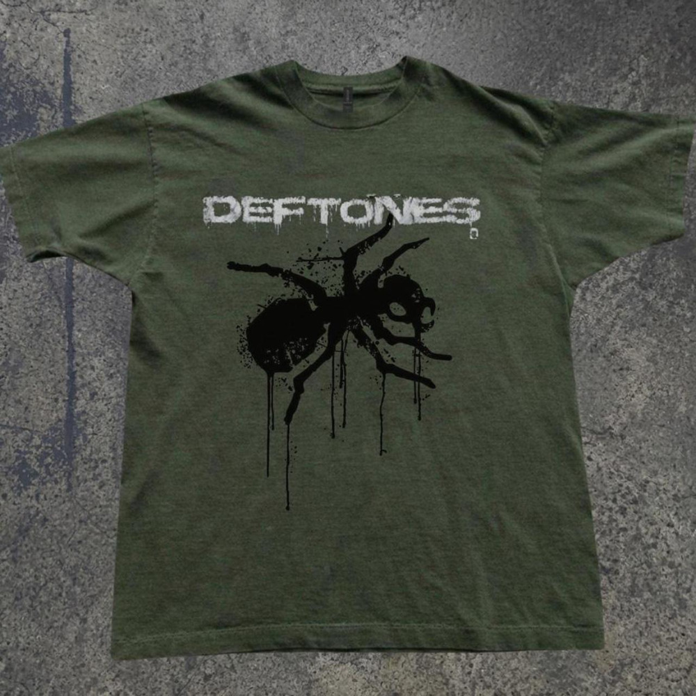 Deftones Spider Ant Grunge Rock Metal Band MilitaryGreen T-Shirt